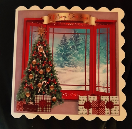 Red Window Merry Christmas by Anne McIntyre