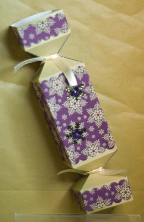 Gold Snowflakes Cracker Shaped Treat or Favour Box by Anne Perks
