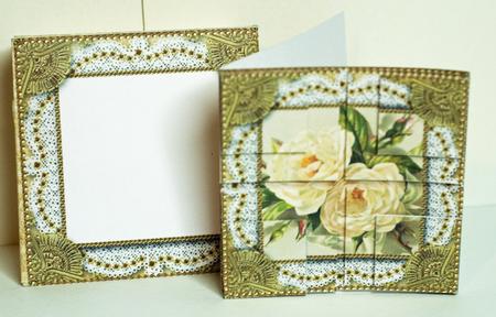 White Roses Mini Card Envelope 4 Corner Stacker Aio by Anne Perks