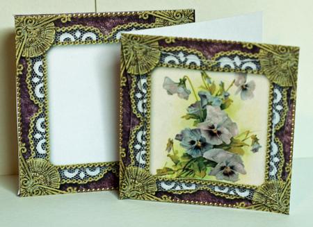 Deep Purple Pansy Gold Mini Card Envelope Pointy Stacker Aio by Anne Perks