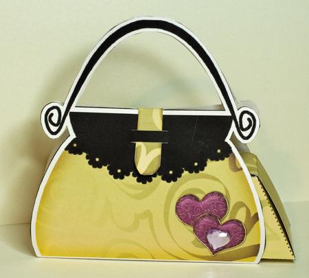 Romantic Hearts Handbag Shaped Treat or Favour Box Sheet 1 by Anne Perks