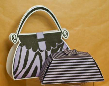 Zebra Striped Handbag Shaped Treat or Favour Box Sheet 2 by Anne Perks