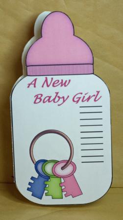 A New Baby Girl Bottle Shaped Card by Anne Perks