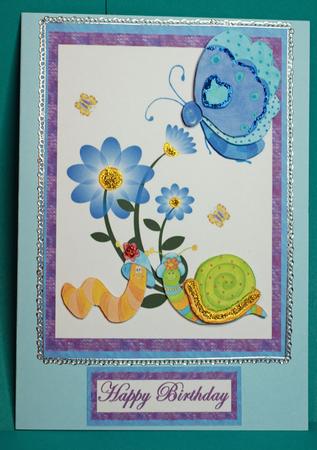 Blue Butterfly and Snail Decoupage by Anne Perks