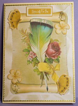 Feather and Gold Bow on a Scroll by Anne Perks