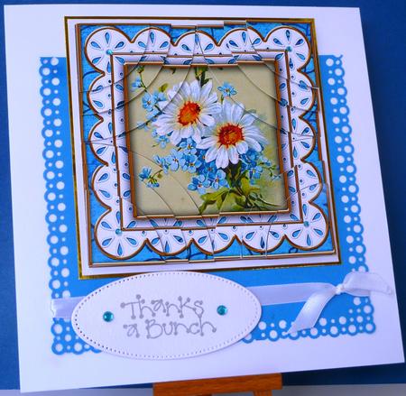 Blue Daisies Anglaise 5in Quad Round Corner Stacker by Anne Ray