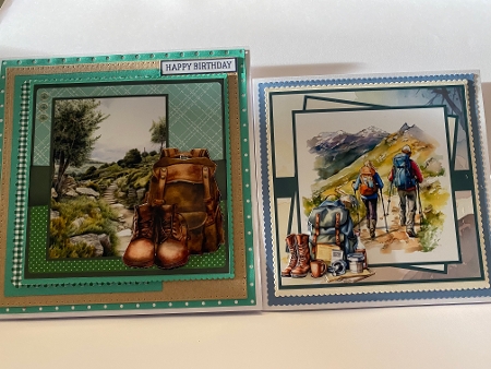 Hiking holiday 7x7, decoupage, insert and toppers by Anne Sales