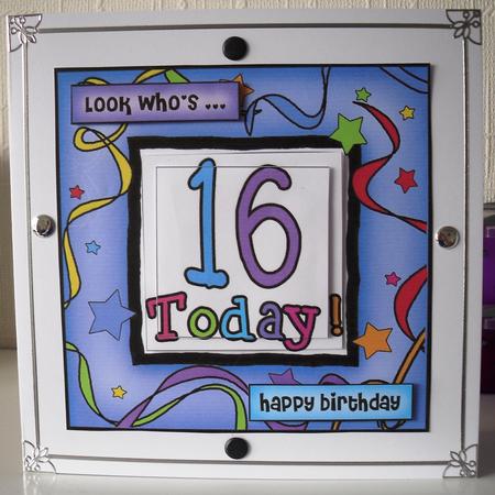 16th Birthday Quick Card with Pyramage by Annemarie Campbell