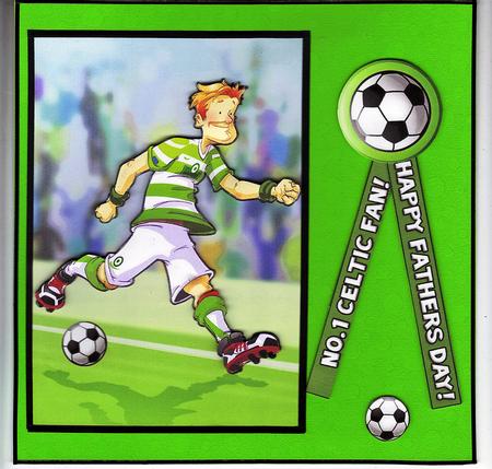 Football Dude Green and White Stripe. by Annemarie Campbell