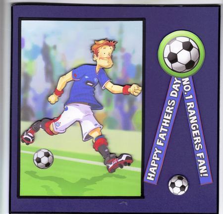 Football Dude Blue, Red and White. by Annemarie Campbell