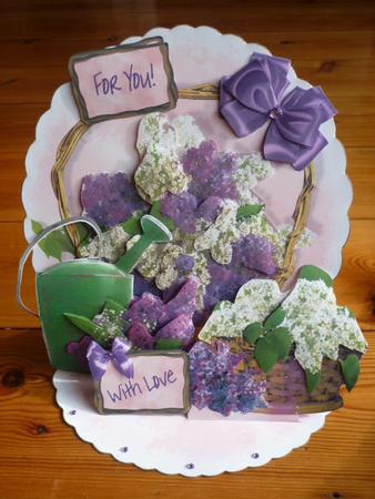 Giant Easel Tableau 3D Card Kit - Lilac Flower Baskets by Annette Purkis