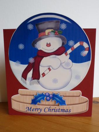 Cute Snowman Snow Globe Shaped Card by Annette Purkis