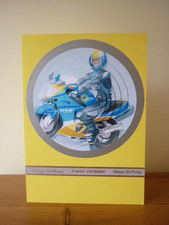Biker Dude Blue and Yellow Circle Pyramid. by Annette Purkis
