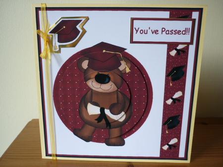 Graduation Bear Square Card Front and Pyramid by Annette Purkis