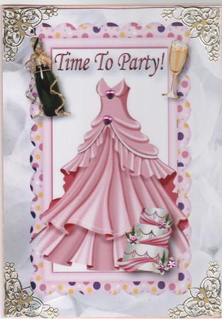 Time to Party! Pink Dress, Cake & Champers A4 by Annette Shreeve