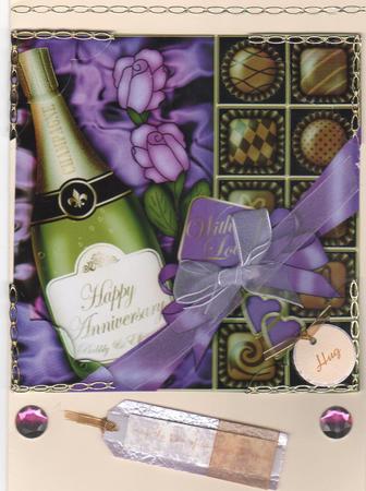 8 x 8 Anniversary Champers, Chocs N Roses Scalloped Topper by Annette Shreeve