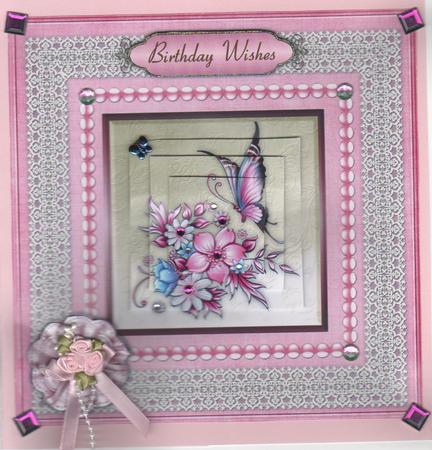Butterflies, Blossoms 'n Lace 2 Pyramid Card Front by Annette Shreeve