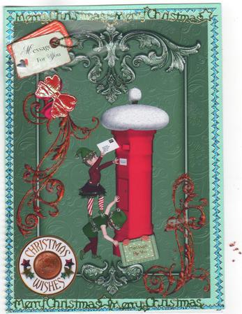 Christmas Elves Sending Christmas Wishes - Green by Annette Shreeve