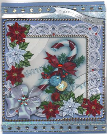 Christmas Candycane Poinsettia 6in Duo Corner Stacker by Annette Shreeve