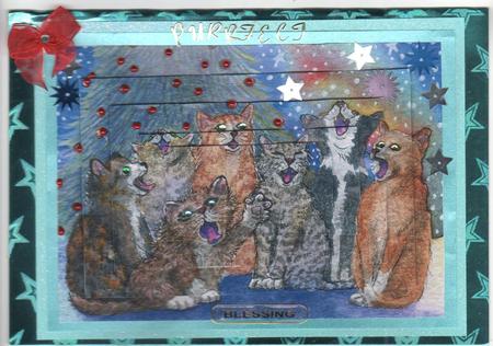 Cats Singing Carols. Meowy Christmas! Pyramid by Annette Shreeve