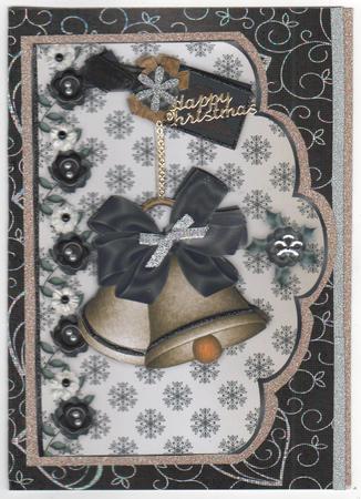 Christmas Bells in Black and Gold A4 Scallop Card by Annette Shreeve