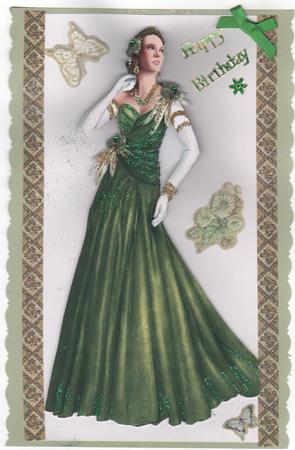 Art Deco Lady Rose (green) Decoupage Sheet by Annette Shreeve