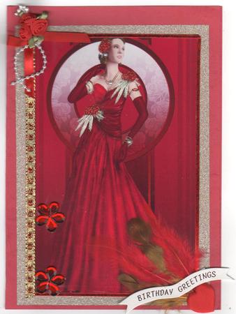 Art Deco Lady Rose (red) A4 by Annette Shreeve