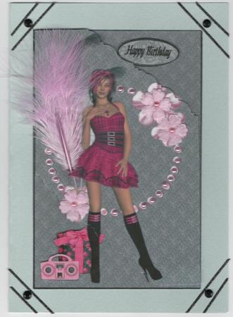 Teenager in Pink Dress A4 by Annette Shreeve