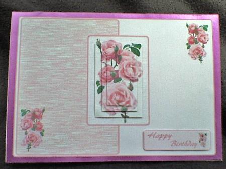 Pink Roses Card Front by Annette Crossley