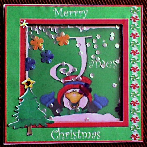Alphabet Penguin Shaker Card Letter J by Annette Crossley