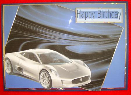 Blue Sport Car Decoupage by Annmarie Spriggs