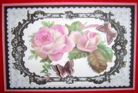 Beautiful Roses in Pretty Black Lace Framer by Annmarie Spriggs