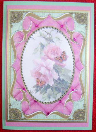 Pink Rose Butterfly Bracket 7x5in Wavy Top Bottom Stacker by Annmarie Spriggs
