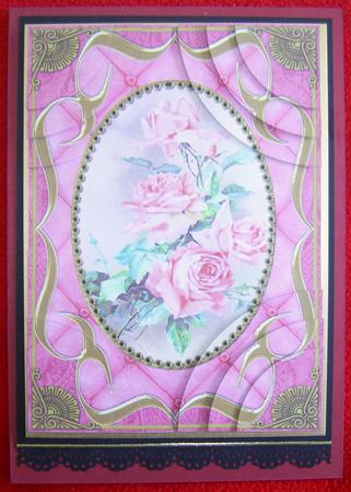 Pink Roses Fancy Bracket 7x5in Duo Corner Stacker by Annmarie Spriggs