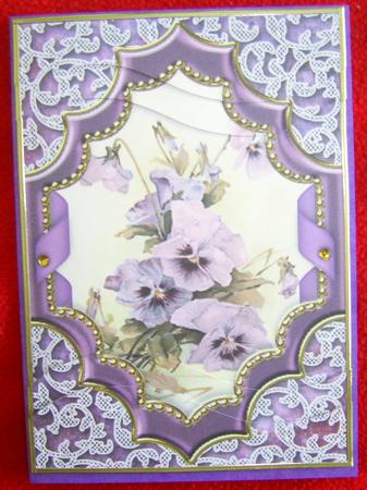 Purple Pansies Ornate Diamond 7x5 Swirvey Top Bottom Stacker by Annmarie Spriggs
