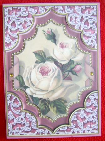 Pink Cream Roses Diamond 7x5in Easy Decoupage Step by Step by Annmarie Spriggs