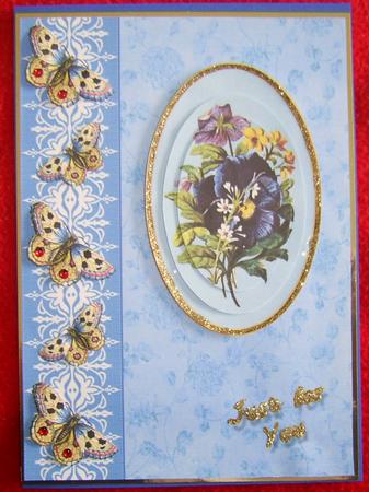 Blue Pansies and Butterflies by Annmarie Spriggs