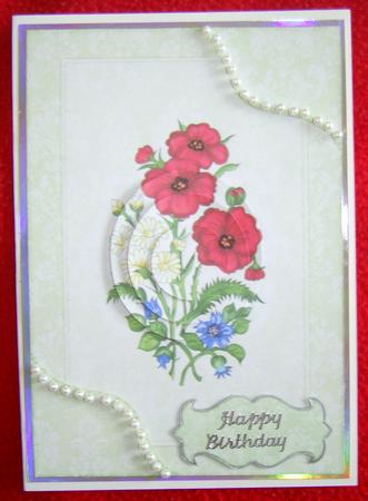 Floral Card Front with Decoupage by Annmarie Spriggs