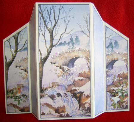 Bridge in Snow Theatre Fold Card by Annmarie Spriggs