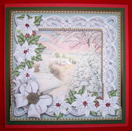 Snow Scene Ice Poinsettia 5in Scallop Bottom Stacker by Annmarie Spriggs