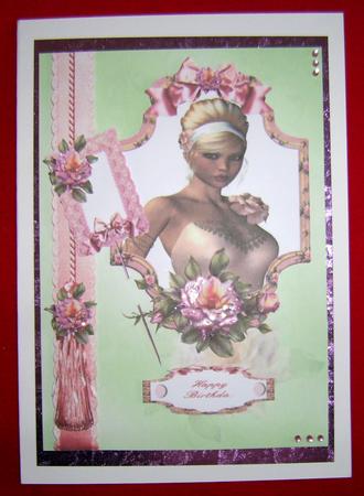 Beauty and Rose Card Front with Decoupage 3 by Annmarie Spriggs