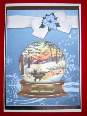Christmas Snowglobe Scene Blue by Annmarie Spriggs