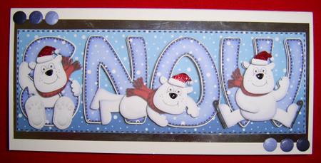 Large Dl Xmas Snow Ben Polar Bear Quick Card N 3D Decoupage by Annmarie Spriggs