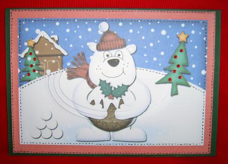 A5 Xmas Ben Polar Bears Pudding Oval Pyramage Topper by Annmarie Spriggs