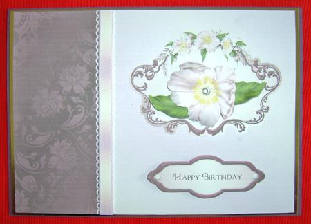 Burgundy Florals with Decoupage Quick Card by Annmarie Spriggs