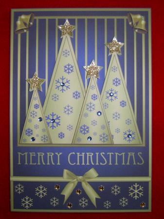 Snowflakes Christmas Trees Decoupage Blue by Annmarie Spriggs