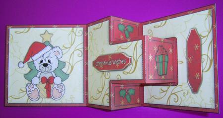 Cute Christmas Bear and Tree T-step Tri Fold by Annmarie Spriggs