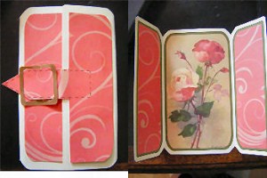 Painted Roses Square Gatefold Buckle Card by Ann-marie Vaux