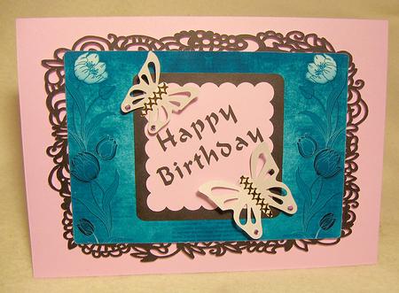 Teal Tulips Border A4 Backing Paper by Ann Smith