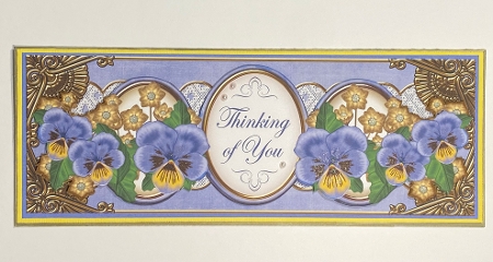 Blue Pansy Thinking of You Large Dl Decoupage Topper by April Rogers